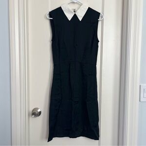 Miu Miu 2013 Sleeveless Knee Length White Collar Black Dress Sz 4